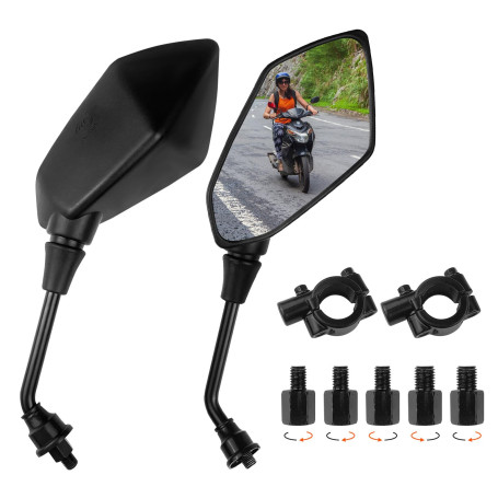 Fousenuk 1 Paire Retroviseur Moto Embout de Guidon, avec Boulon M8 et M10 | Universel Réglable 360° Rétroviseurs Latéraux de Mot