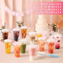 12Pièces Reutilisable Gobelet Plastique avec Couvercle et Paille 710ML 24OZ | avec Brosse à Tasse Autocollant Gobelet avec Paill