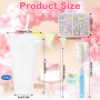 12Pièces Reutilisable Gobelet Plastique avec Couvercle et Paille 710ML 24OZ | avec Brosse à Tasse Autocollant Gobelet avec Paill