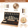 Peradix Jeu d'échecs et Dames 2 en 1 Echiquier en Bois Magnétiques, avec Double Dames, Pour Voyage Pliables, Jouets et Cadeaux d