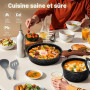 Kitchen Academy Lot de 10 Casseroles et Poêles,Poignée Amovibl,Noir | Couvercles en Verre et Revêtement en Marbre et Revêtement