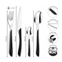 AMEFA Eclat Nature Ménagère 24 couverts inox Pour 6 personnes, Bois Noir | Acier inoxydable 18/0, Manche ABS noir effet bois, Mé