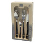 AMEFA Eclat Nature Ménagère 24 couverts inox Pour 6 personnes, Bois Noir | Acier inoxydable 18/0, Manche ABS noir effet bois, Mé