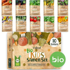 valeaf kit de graines de légumes - assortiment de semences prêt à pousser - 10 délicieuses variétés de légumes pour les enfants