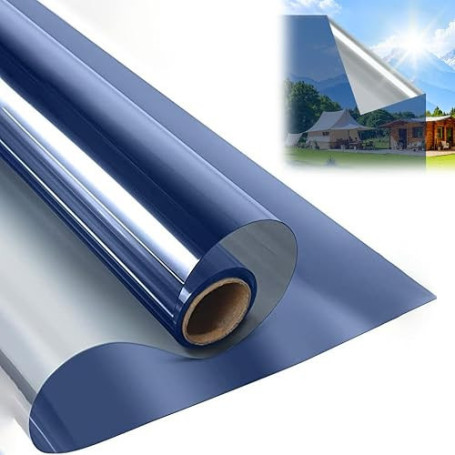 Film Fenêtre Intimité 100x500cm Film Miroir sans-Gêne pour Maison et Bureau | Protection Solaire et Isolation Thermique Auto-adh