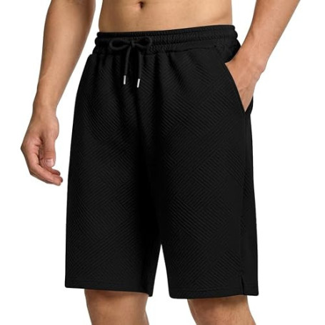 OSDUE Short Homme Casual Bermuda Homme, avec Poches, Cordon Serrage, L-3XL | Sport Shorts Léger, Shorts Court Textured, Taille E
