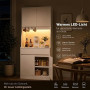 YOUDENOVA Armoire de Cuisine Buffet avec LED et Prise de Courant Blanc | Buffet avec plan de travail, tiroir, LED, prise et étag