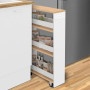 IDMarket - Desserte de cuisine HAGA chariot à épices blanc et bois | Chariot de rangement à 3 étages, h. 80 cm