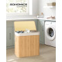 SONGMICS Panier à Linge 150 L, Couvercle, Bambou | Corbeille Linge Sale, Sac Amovible Lavable en Machine, Poignées, Pliable, Bua