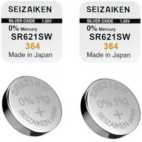 Lot de 2 Piles Bouton SR621SW (364) – pour Montres, Appareils Électroniques et Réveils – 1.55V – Fabriquées au Japon – Haute Fia
