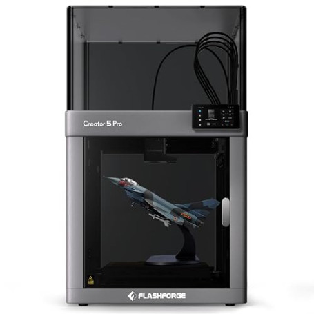 Flashforge Creator 5 Pro Imprimante 3D fermée, chambre de chauffage active (65 °C), filtre HEPA13, 4 têtes d'outils indépendante