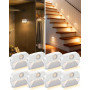8 x Veilleuse LED Pile, Interrupteur automatique, Détecteur de mouvement | Lampe Placard Adhésive pour Couloir, Escalier, Cuisin