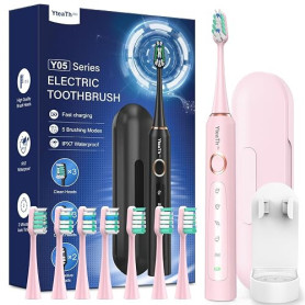 Brosse À Dent Électrique Soniques pour Adultes - Brosse A Dent Sonique avec 8 Têtes de Brosse et Étui de Voyage, 5 Modes, 90 Jou
