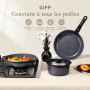 GiPP 15 PCS Batterie Cuisine en CéRamique AntiadhéSive et Poignee Amovible | Sets de Poêles et Casseroles Non Toxique, Poele Ind