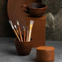 DECHOUS 2 Pièces Brosse Métallique de Poterie en Acier avec Manche Bois | Outil de Texture Filaire, Sculpture et Modelage, pour