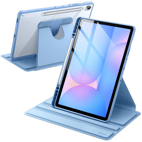 JETech Coque Rotatif pour Samsung Galaxy Tab S10 FE Plus 13,1", Bleu | Support Rotatif à 360°, Étui Housse Dos Transparent, Veil