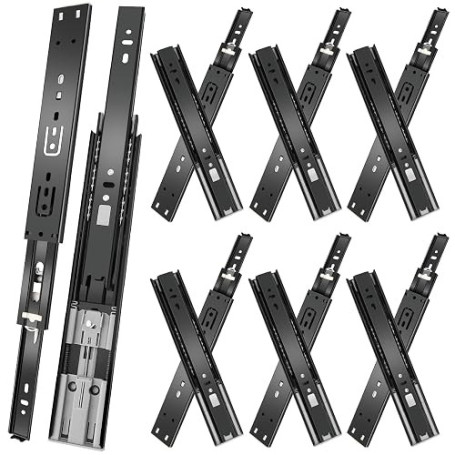 JI2OOYI glissières de tiroir 6 paires (12 pièces),50cm glissiere pour tiroir, amortisseur coulisse tiroir avec roulements à bill