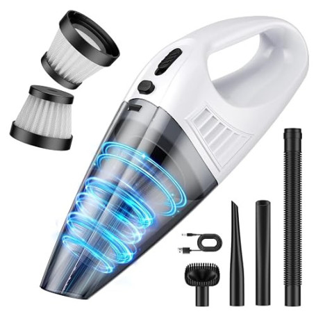 Aspirateur à Main Sans Fil 9000 Pa, Aspirateur Voiture 120W, 60000 tr/min | Batterie Rechargeable 3600mAh Autonomie 25 Min, 2 Fi