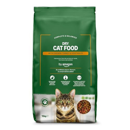 by Amazon - Croquettes complètes pour Chats Adultes, au Poulet, Dinde et légumes, 10kg, Lot de 1