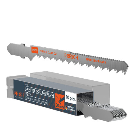 Presch Lames de scie sauteuse Bois 10 pièces - Découpes arrondies très nettes (4-30 mm) - Lames haute longévité à emmanchement e