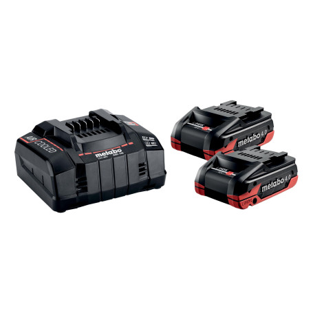 metabo Kit de Base - 2 Batteries LiHDX 4.0Ah Chargeur Rapide ASC 145 - Puissant, Durable, Technologie de Batterie 18V - Idéal po