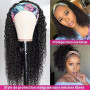 Perruque Bandeau Cheveux Femme Bresilienne Bouclée 14 Pouces Court Kinky Curly Headband Wig Human Hair 180% Densité Non Lace Fro