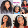 Perruque Bandeau Cheveux Femme Bresilienne Bouclée 14 Pouces Court Kinky Curly Headband Wig Human Hair 180% Densité Non Lace Fro