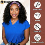 BECUS Perruque bandeau bouclée 12 pouces Noire Look naturel | Perruque avec bandeau facile à porter, pose rapide sans colle, lég