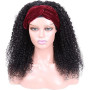 LOVFIR Perruque avec Bandeau Cheveux Humain Bouclés Kinky Curly Headband Human Hair Femme Naturelle Brésilien Couleur Noire 20 P