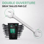 VENTUX GEAR Clés plates jeu 8 pièces – 6-22 mm clés fixes avec organisateur | Pour mécanicien et atelier – Double fourche : 16 t