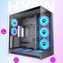 H2(2026)HYXN Boitier PC–Avec 8 Ventilateurs PWM ARGB(6x140mm et 2x120mm)Grand boîtier PC ATX Mid-Tower à Double Chambre pour Flu