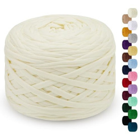LEREATI Fil pour Crochet 285g 100m Tshirt Yarn Fil Polyester pour Sac au Crochet, Coton à Tricoter pour Sac, Panier, Bricolage,