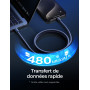 LISEN 240W Cable USB C Charge Rapide, 2m PD 5A Cable USB C vers USB C Câble | USBC Chargeur Nylon Tressé pour iPhone 18 iPhone D