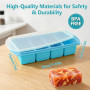 Lot de 2 plateaux de congélation bleus en silicone avec couvercle, grande portion, 4 compartiments profonds, 125 ml et 250 ml, r
