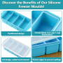 Lot de 2 plateaux de congélation bleus en silicone avec couvercle, grande portion, 4 compartiments profonds, 125 ml et 250 ml, r
