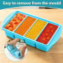 Lot de 2 plateaux de congélation bleus en silicone avec couvercle, grande portion, 4 compartiments profonds, 125 ml et 250 ml, r
