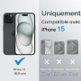 JETech Coque avec Anneau-Support pour iPhone 15, Noir | Compatible avec MagSafe, Rotatif à 360°, Dos Mat Translucide, Support &