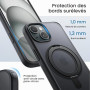 JETech Coque avec Anneau-Support pour iPhone 15, Noir | Compatible avec MagSafe, Rotatif à 360°, Dos Mat Translucide, Support &