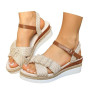 Sandale Femme Ete Confort, Sandales Femme été Plates, Sandals Bohèmes à Talons Hauts Plateforme éPaisse Espadrilles Confortables