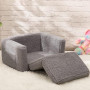 BEJOY Fauteuil Enfant Convertible en Canapé-lit 2-en-1 Sherpa Doux, Cadeau Parfait pour Anniversaire et Fête des Enfants, Gris