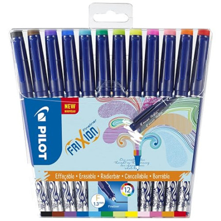 PILOT - 12 FriXion Fineliner - Feutre Effaçable à Encre Thermosensible | Tracé Précis - Écriture Nette, Propre, Sans Ratures - 1