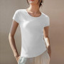 LiKing T-Shirt pour Femmes à Encolure Ronde Coton Manche Courte Chemisier Tee Shirt De Sport Blouse Tops Set Lot de 1/3