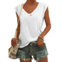 EDOTON T-Shirt à Manches Courtes pour Femme Col en V Haut Décontracté Manches Amples T-Shirt Tunique Femme Chemises Shirts