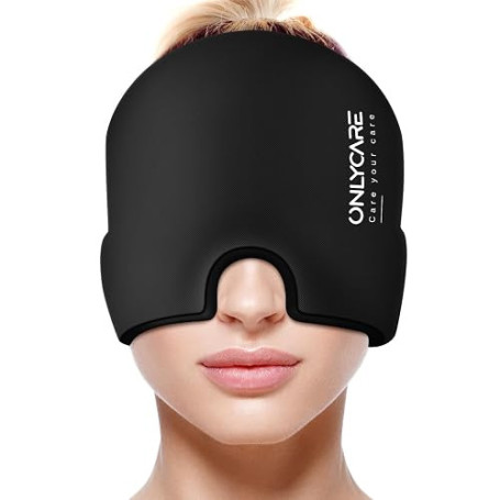 ONLYCARE Migraine Cap Bonnet, Pack de glace en gel à 360° | Masque de glace anti migraine rafraîchissant, Chapeau, Cold Therapy