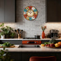 VIKMARI Horloge Murale À Quartz Horloge Suspendue Silencieuse en Bois, Horloge Rustique Ronde À Piles, Horloge Murale D'Intérieu