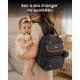 Kono Sac à Dos à Langer Bébé Grande Capacité Maman Papa avec Tapis à Langer | 18 Poches de Rangement, Tapis à Langer Portable, P