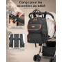Kono Sac à Dos à Langer Bébé Grande Capacité Maman Papa avec Tapis à Langer | 18 Poches de Rangement, Tapis à Langer Portable, P