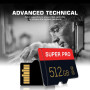 512GB Carte mémoire de Carte Memory Card Classe 10 Carte mémoire avec Adaptateur SD pour Le téléphone, la caméra, Le Drone, la C