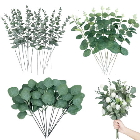 JOZMMZEOOA 30 Pièces Eucalyptus Artificiel,Eucalyptus Fleurs Séchées | Feuillage Artificiel D'Eucalyptus Artificielles Branche D