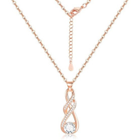 ASH'S CHOICE Collier Femme Argent Or Rosé Chaîne Torsadée Ajustable | Collier Plaqué Argent Or 14K Pendentif Goutte Zircone Cade